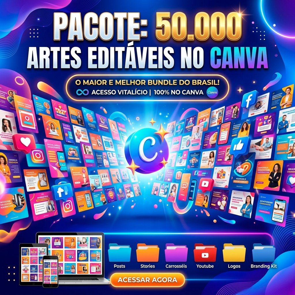 Pacote: 50.000 Artes Editáveis no Canva